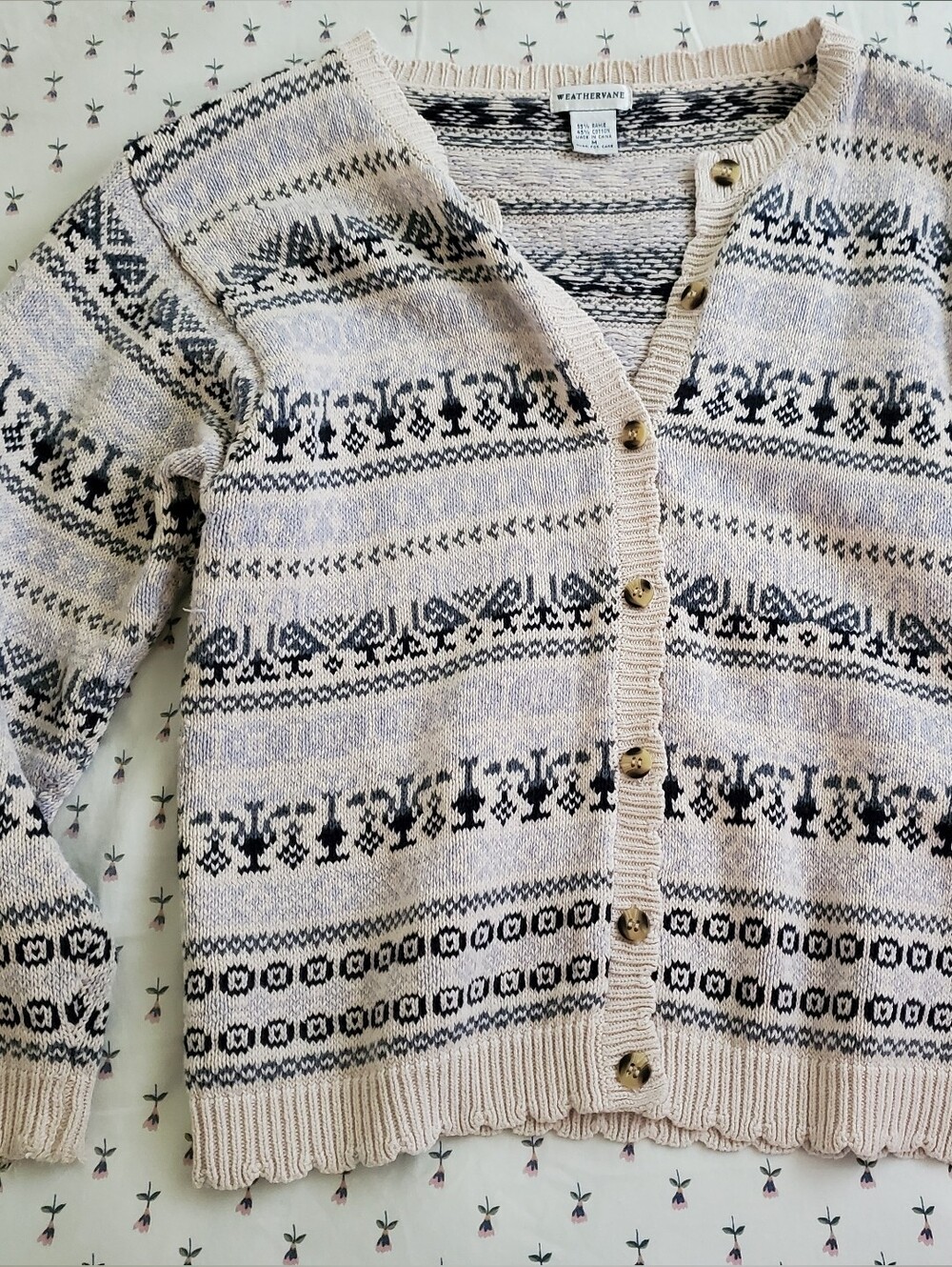 Vintage Weather vane Cardigan Scalloped Trim